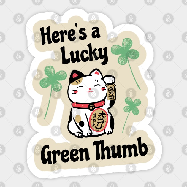 Funny St Patricks Day Lucky Leprechaun Shamrock Cat Lucky Green Thumb Sticker by Mochabonk